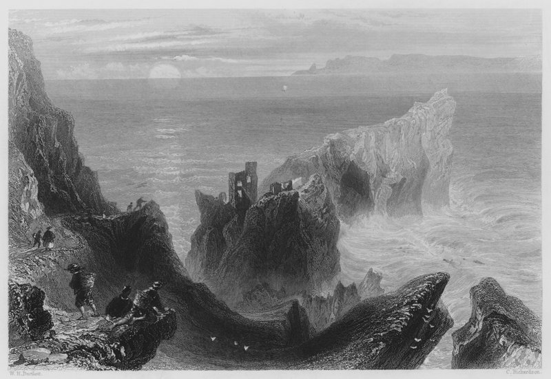 Kenbane Castle, County Antrim (gravering) af William Henry (after) Bartlett