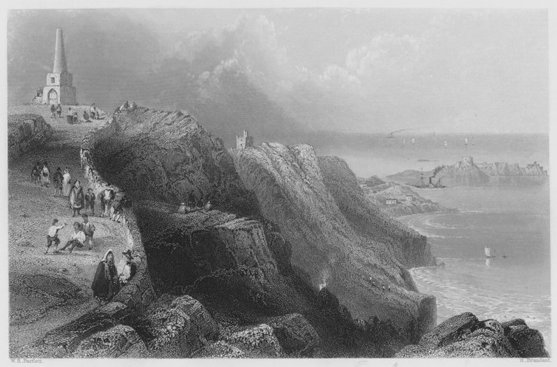 Killiney Hill, nær Dublin (gravering) af William Henry (after) Bartlett