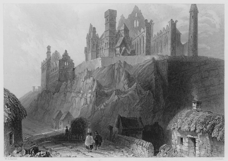 Rock of Cashel (gravering) af William Henry (after) Bartlett