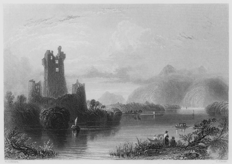 Ross Castle, Killarney (gravering) af William Henry (after) Bartlett