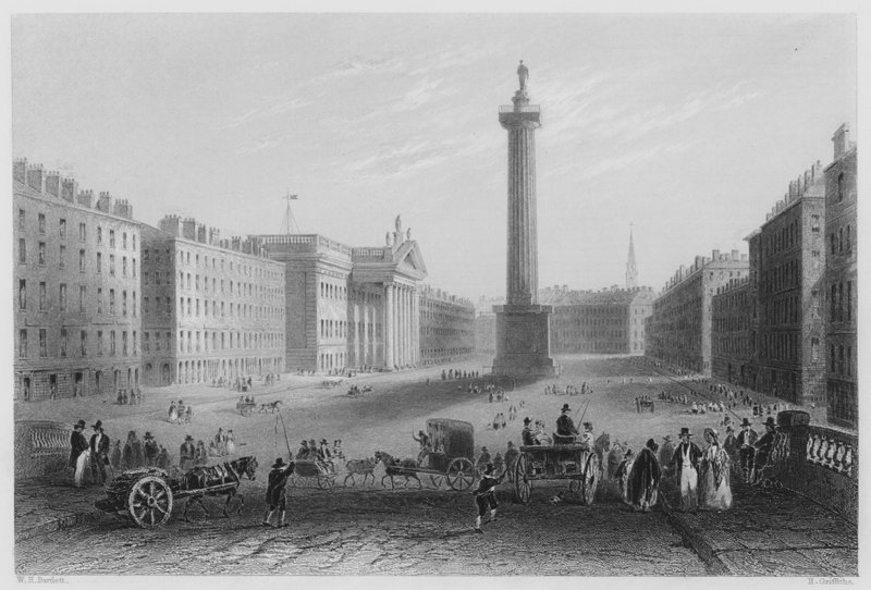 Sackville Street, Dublin (gravering) af William Henry (after) Bartlett