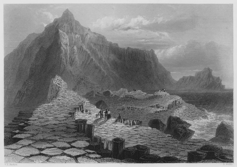 Scene på Giants Causeway, County Antrim (gravering) af William Henry (after) Bartlett