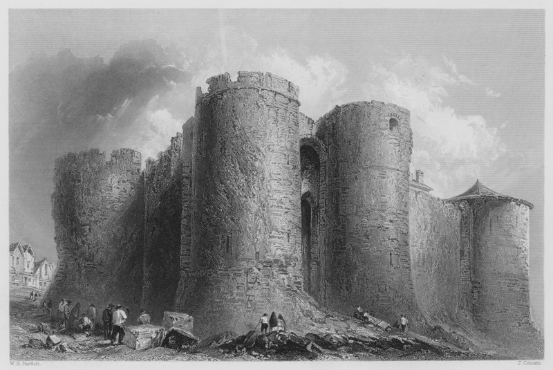 Slottet i Limerick (gravering) af William Henry (after) Bartlett