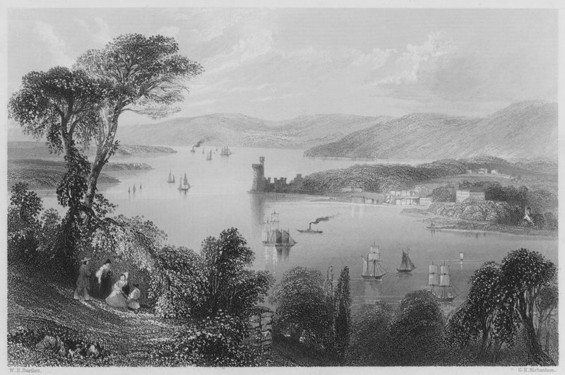 Cork River, fra under Glanmire Road (gravering) af William Henry (after) Bartlett