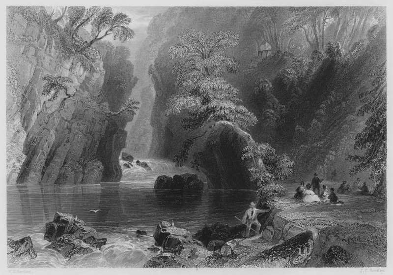 The Dargle (gravering) af William Henry (after) Bartlett