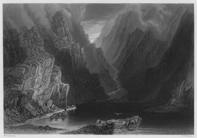 The Mountains in the Gap of Dunloe (gravering) af William Henry (after) Bartlett