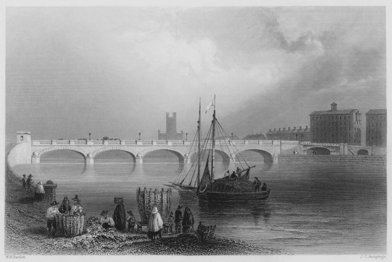 Wellesley Bridge, Limerick (gravering) af William Henry (after) Bartlett