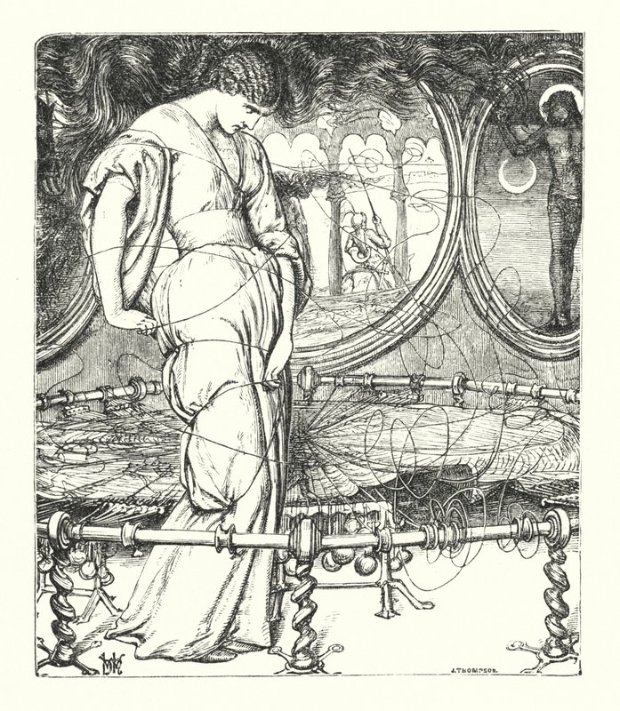 The Lady of Shalott (gravering) af William Henry (after) Hunt