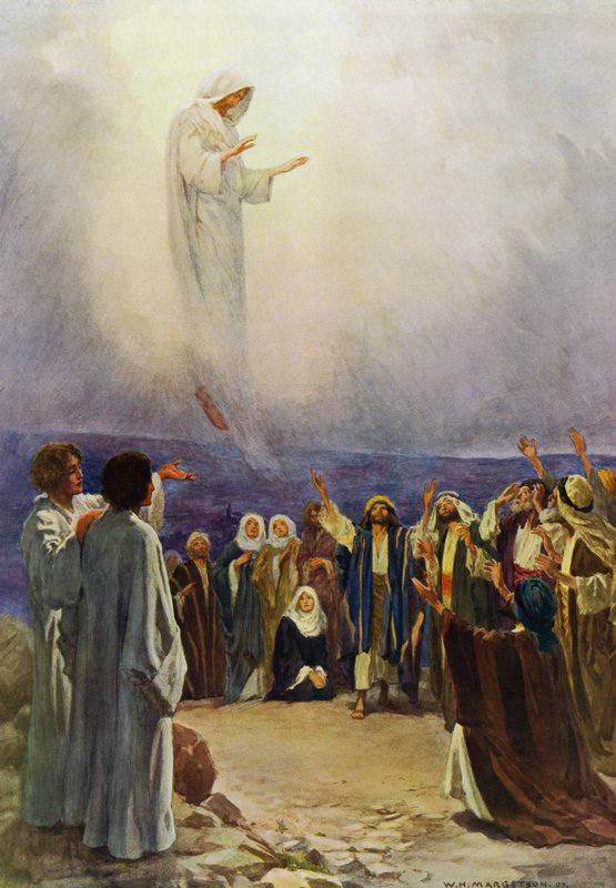 Vorherres himmelfart (farve litho) af William Henry (after) Margetson