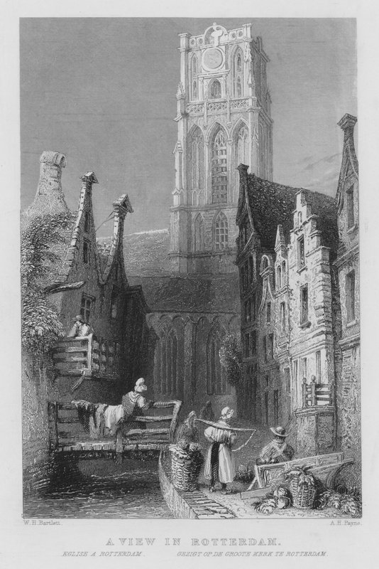 Udsigt i Rotterdam (gravering) af William Henry Bartlett