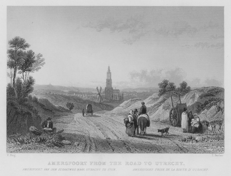 Amersfoort fra vejen til Utrecht (gravering) af William Henry Bartlett