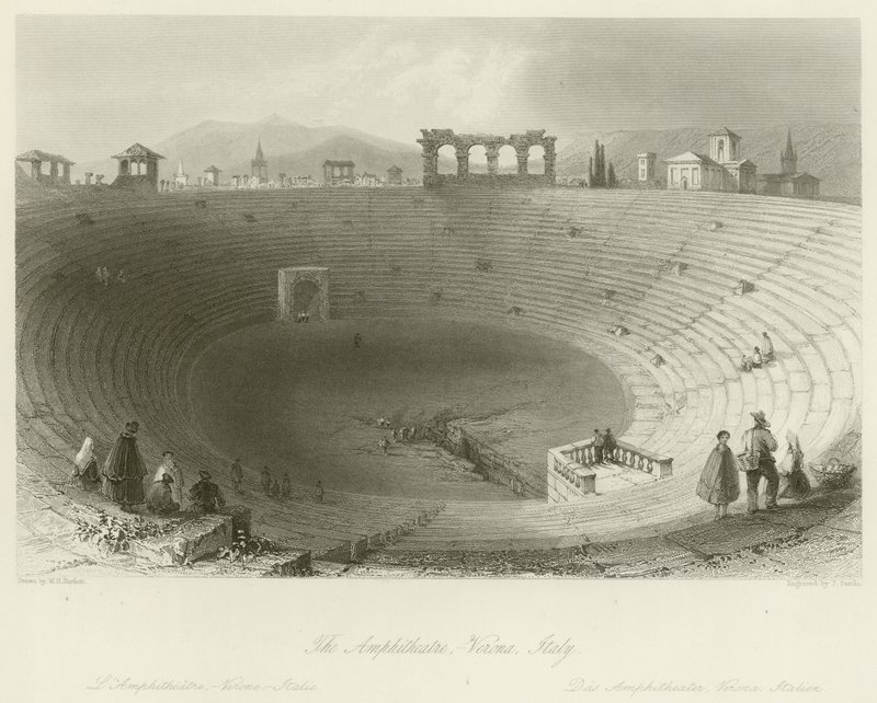 Arena i Verona af William Henry Bartlett