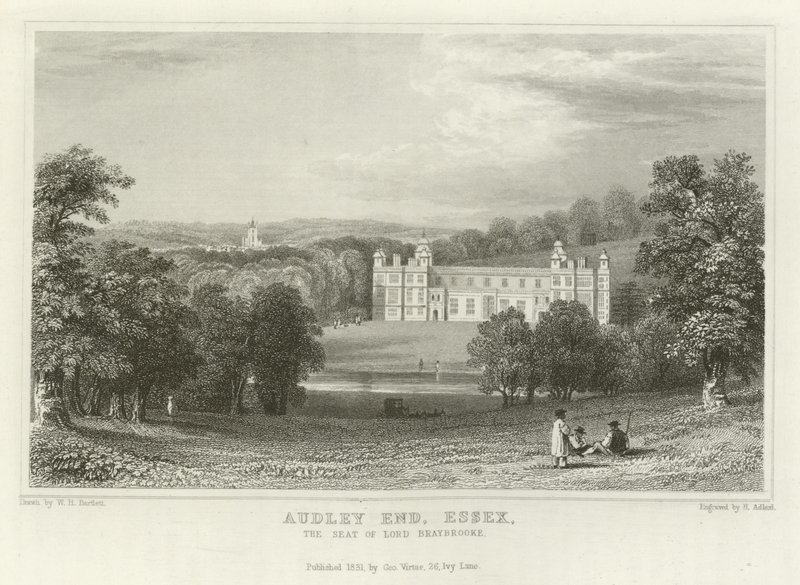 Audley End, Essex, sæde for Lord Braybrooke af William Henry Bartlett