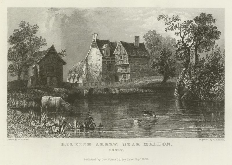 Beeleigh Abbey, nær Maldon, Essex af William Henry Bartlett