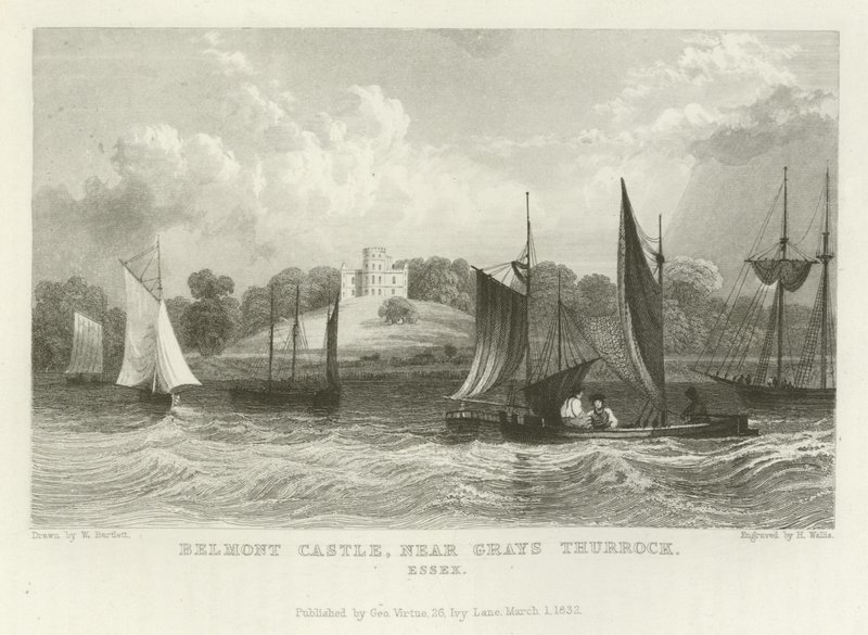 Belmont Castle, nær Grays Thurrock, Essex af William Henry Bartlett