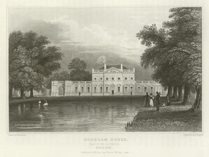 Boreham House, sæde for Sir J Tyrrell, Essex af William Henry Bartlett