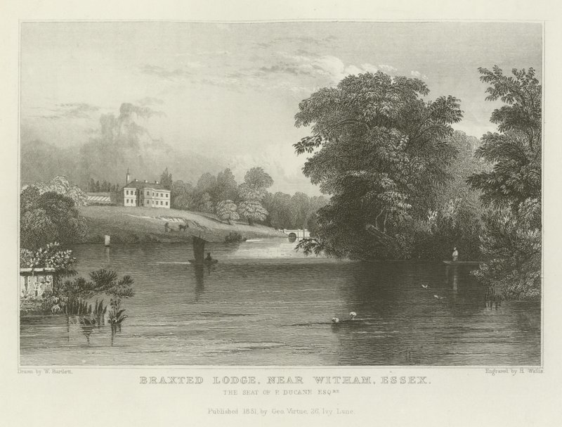 Braxted Lodge, nær Witham, Essex, sæde for P Ducane, Esquire af William Henry Bartlett