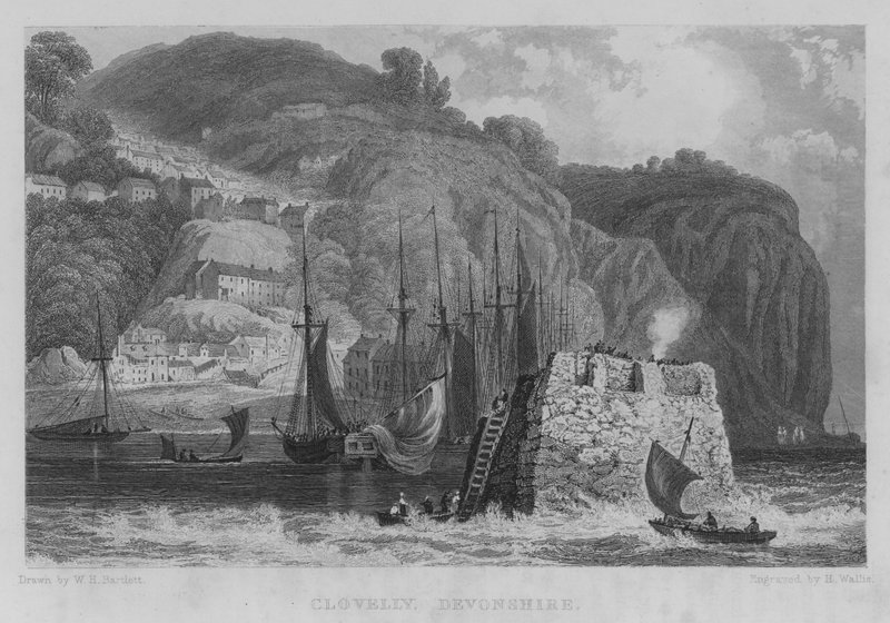 Clovelly, Devonshire (gravering) af William Henry Bartlett