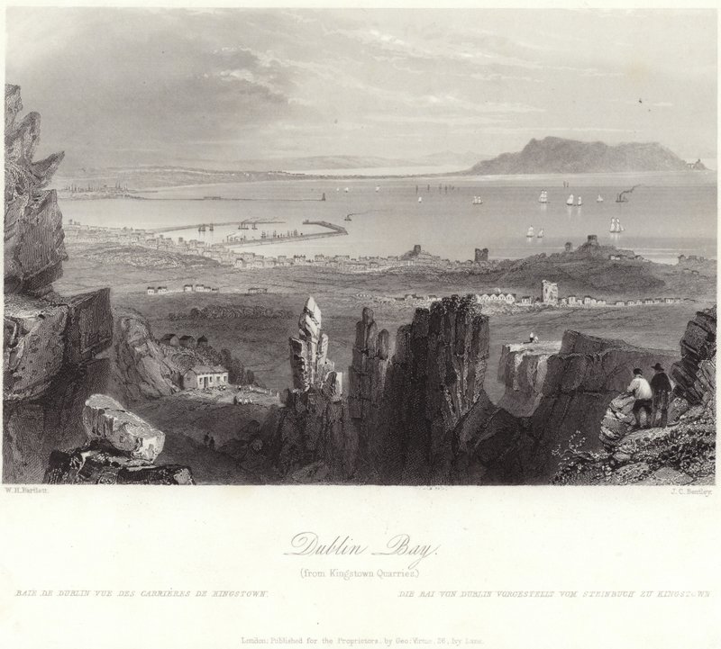 Dublin Bay fra Kingstown Quarries af William Henry Bartlett