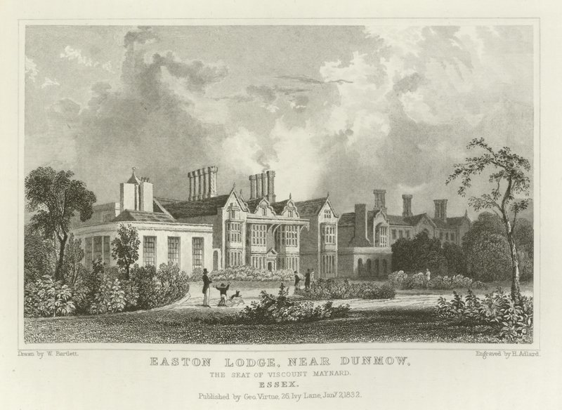 Easton Lodge, nær Great Dunmow, sæde for Viscount Maynard, Essex af William Henry Bartlett