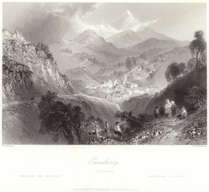 Enniskerry i County Wicklow af William Henry Bartlett