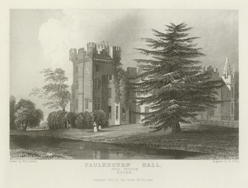 Faulkbourne Hall, nær Witham, Essex af William Henry Bartlett
