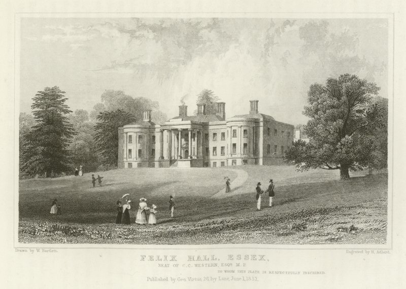 Felix Hall, Essex, sæde for C.C. Western, Esquire, parlamentsmedlem af William Henry Bartlett