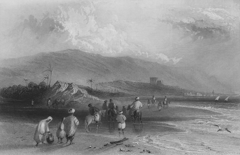 Ford of the River Kishon, Acre-bugten af William Henry Bartlett