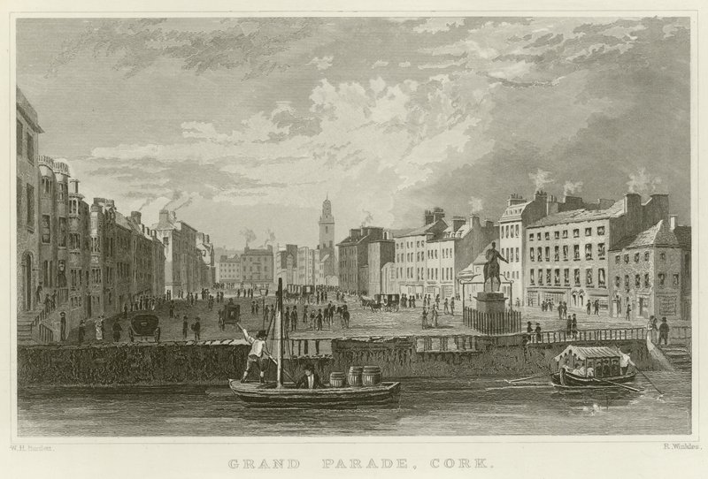 Grand Parade i Cork af William Henry Bartlett