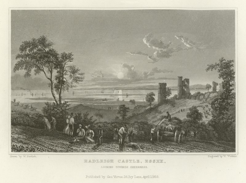 Hadleigh Castle, Essex, ser mod Sheerness af William Henry Bartlett