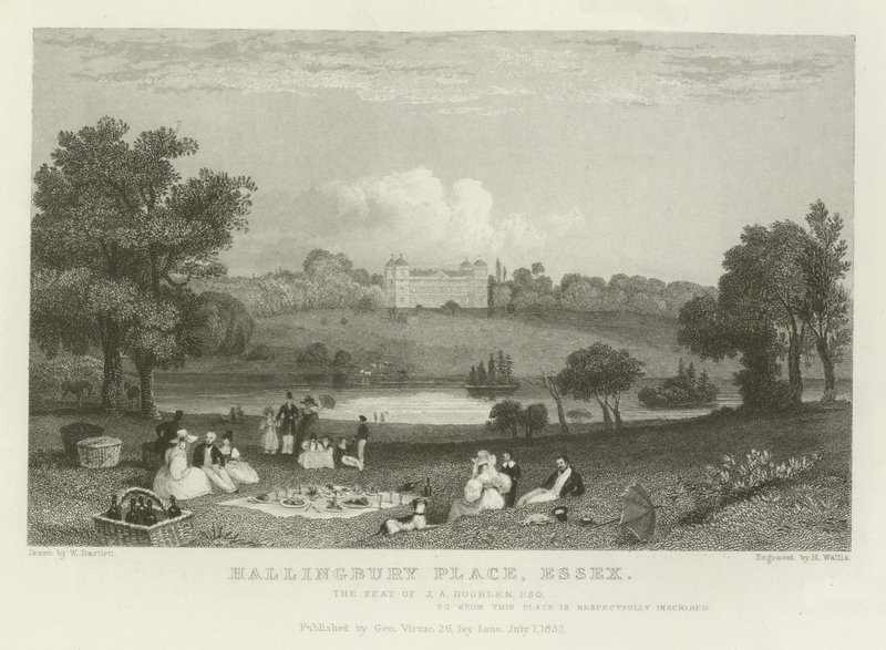 Hallingbury Place, Essex, sæde for J A Houblen, Esquire af William Henry Bartlett