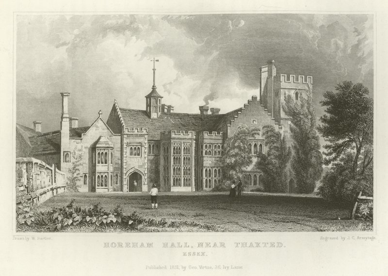 Horeham Hall, nær Thaxted, Essex af William Henry Bartlett