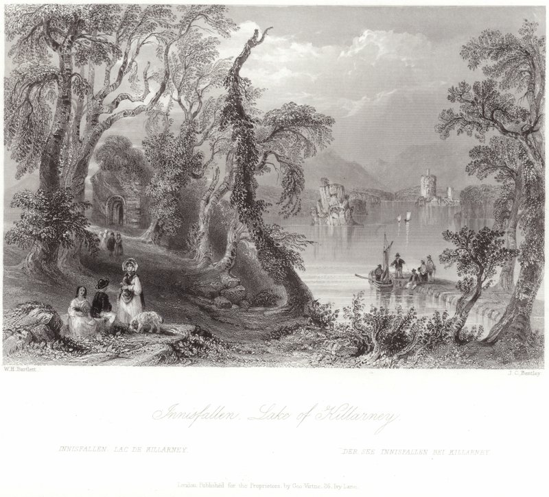 Innisfallen, Lake of Killarney af William Henry Bartlett