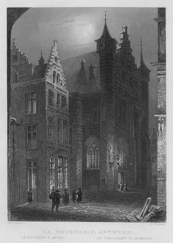 Slagteriet, Antwerpen (gravering) af William Henry Bartlett