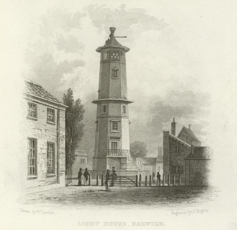 Light House, Harwich af William Henry Bartlett
