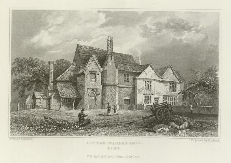 Lille Warley Hall, Essex af William Henry Bartlett