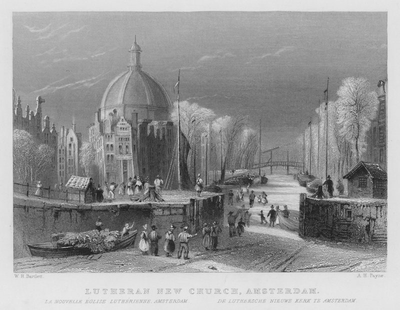 Lutheran New Church, Amsterdam (gravering) af William Henry Bartlett