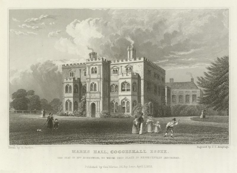 Marks Hall, Coggeshall, Essex, sæde for Mrs Honeywood af William Henry Bartlett
