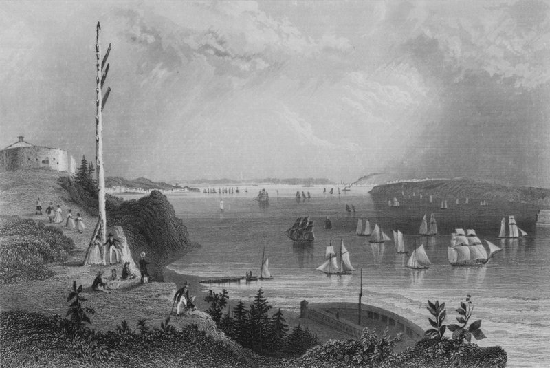 New York Bay, fra Telegraph Station (gravering) af William Henry Bartlett