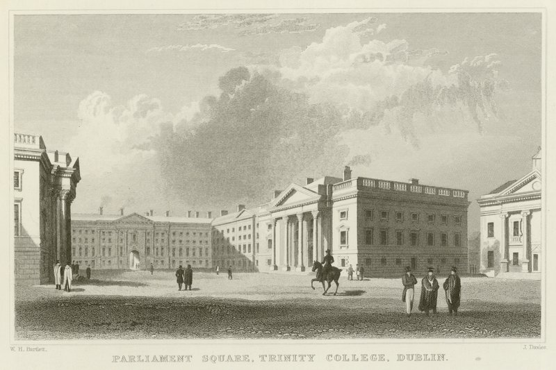 Parliament Square i Dublin af William Henry Bartlett