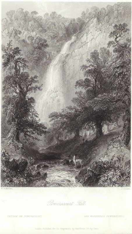Powerscourt-faldet ved floden Dargle af William Henry Bartlett