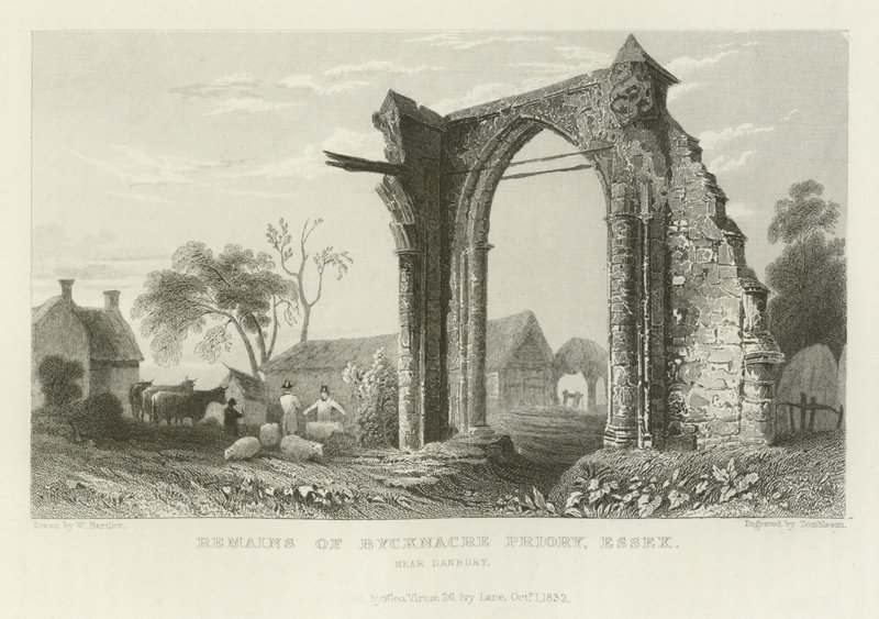Rester af Bicknacre Priory, Essex, nær Danbury af William Henry Bartlett