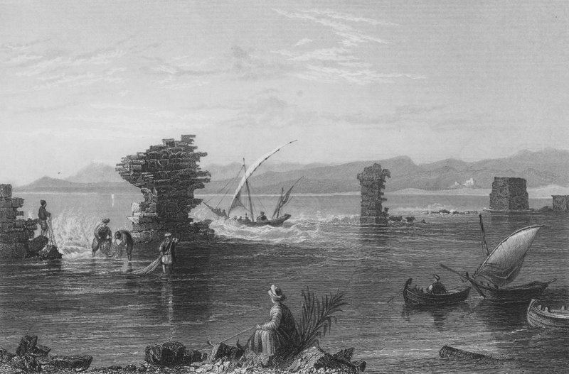 Rester af Tyres havn af William Henry Bartlett