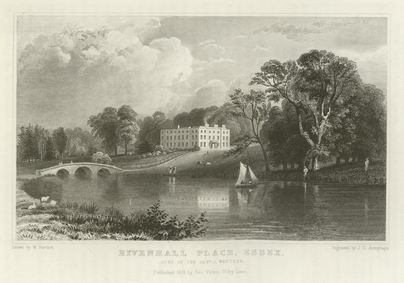 Rivenhall Place, Essex, sæde for pastor J Western af William Henry Bartlett