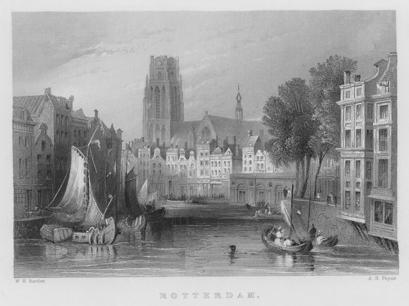 Rotterdam (gravering) af William Henry Bartlett