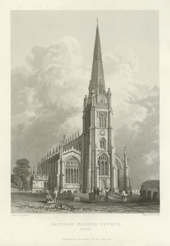 Saffron Walden Kirke, Essex af William Henry Bartlett
