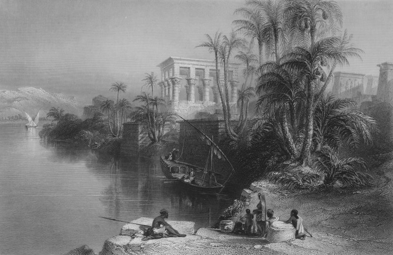 Scene ved Nilen ved Philoe, over Syene (gravering) af William Henry Bartlett