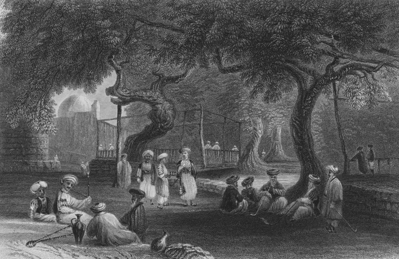 Scheichs Hus, ved Zebdane, ved Pharpar af William Henry Bartlett