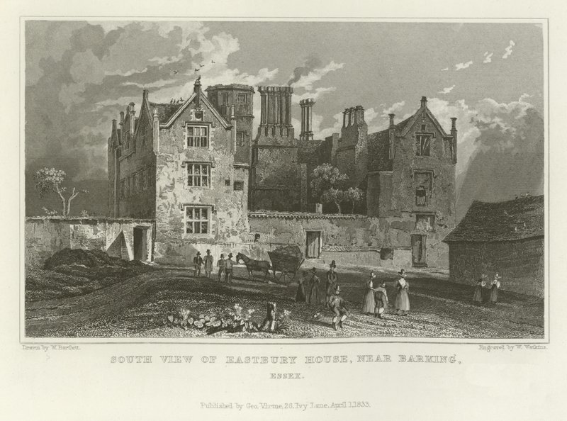 South View af Eastbury House, nær Barking, Essex af William Henry Bartlett