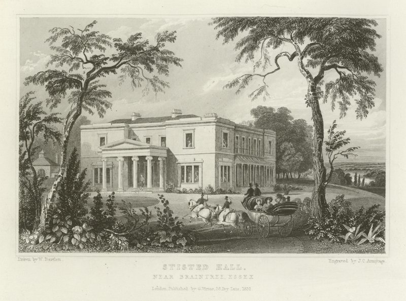 Stisted Hall, nær Braintree, Essex af William Henry Bartlett